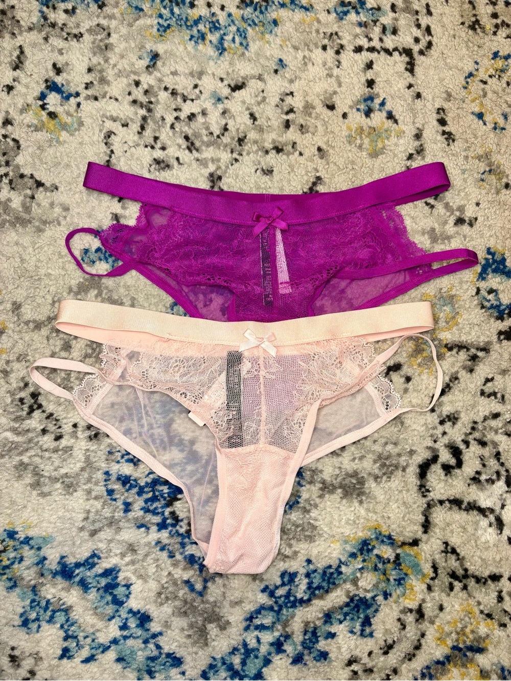 Victoria's Secret Lace Bikini Panty Duo - Fuchsia and Light Pink, Med NWT